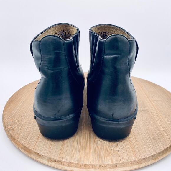 Ariat Boots Womens 10 Black Leather Ankle Snap Front Western Goth Boho - Picture 8 of 12